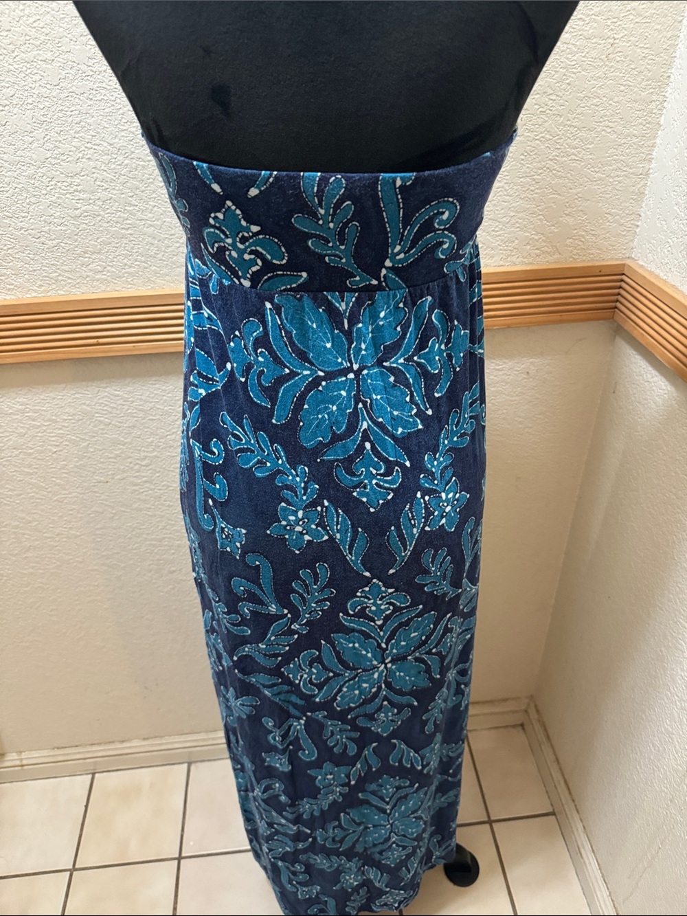 Tommy Bahama Navy and Teal Strapless Maxi Dress - Picture 4 of 5